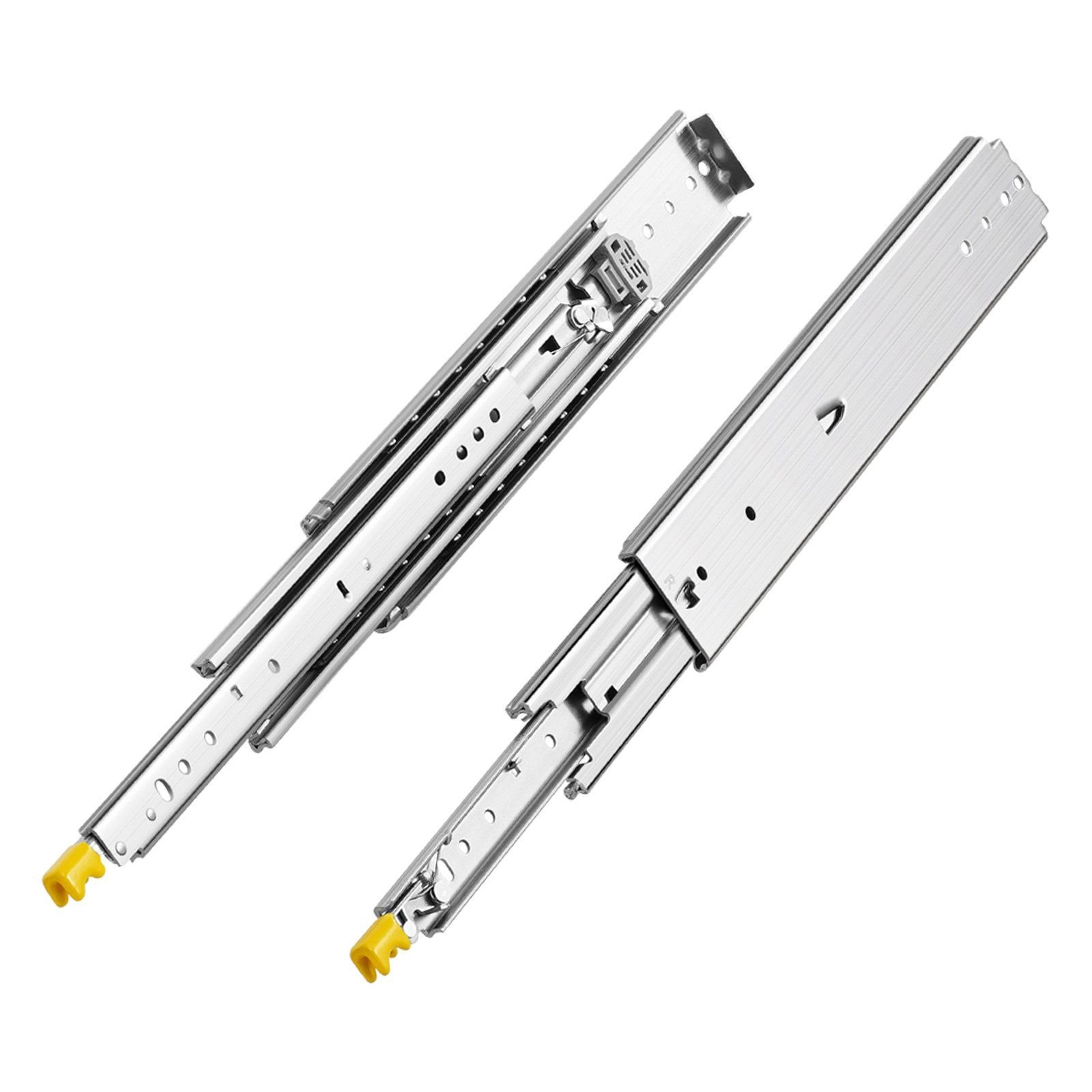 1 pair full extension drawer slides 18 20 22 28 30 32 36 38 40 44 48 52 56 60 in, 500 lbs load capacity locking drawer slides, ball bearing with lock side mount drawer slide rail