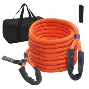 1" x 30' Kinetic Recovery Tow Rope 38,000 lbs, Heavy-Duty Off Road Snatch Strap, Extreme Duty 30% Elasticity Energy Snatch Strap for Jeep Car Truck ATV UTV SUV Tractor