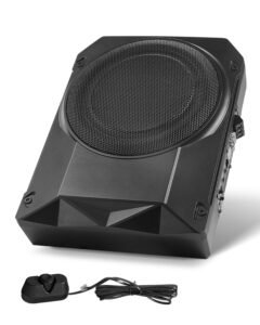 10" 400W Underseat Car Subwoofer, Slim Powered Car Subwoofers Under the Seat, Low Profile Audio Sub Built-in Amplifier, High/Low Level Input & Volume Controller for SUVs, Car, Truck, RV