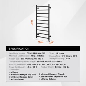 10 bars towel warmer rack wall mounted heated towel rack for bathroom ipx5 waterpoof towel heater rack with timer led display screen 5 levels adjustable temperature towel heater black 2.jpg
