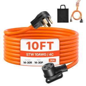 10 ft dryer extension cord 4 prong nema 14 30p to 14 30r dryer cord 125v250v stw 10awg4c 30a pure copper wire cable with black non woven bag and pvc cable tie for outdoor indoor use 3.jpg