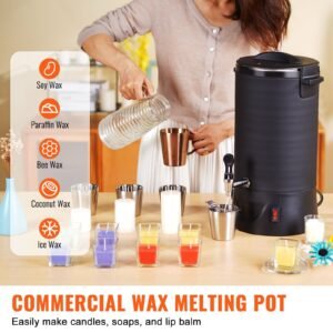 10 L Wax Melter for Candle Making, Extra Large Electric Wax Melting Pot, with Easy Pour Spout and 9-level Temp Control, Easy Clean for Candle Soap Cream Beauty Bulk Production Business or Home