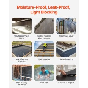 10 mil plastic sheeting heavy duty 20 x 100 thick plastic sheeting roll plastic drop cloth painters tarp polyethylene covering for crawl space vapor barrier multi purpose black 3.jpg