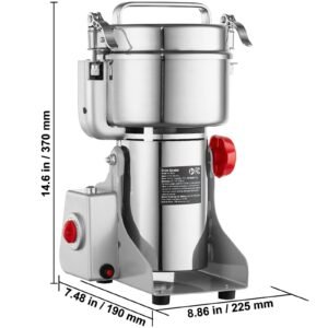 1000g electric grain mill grinder, high speed 3000w commercial spice grinders, stainless steel pulverizer powder machine, for dry grains spices cereals coffee corn pepper, swing type