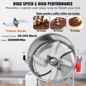 1000g electric grain mill grinder, high speed 3000w commercial spice grinders, stainless steel pulverizer powder machine, for dry grains spices cereals coffee corn pepper, swing type
