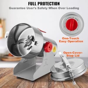 1000g electric grain mill grinder, high speed 3000w commercial spice grinders, stainless steel pulverizer powder machine, for dry grains spices cereals coffee corn pepper, swing type