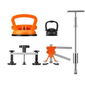 107 PCS Dent Removal Kit, Paintless Dent Repair Kit with Golden Lifter, Bridge Puller, Slide Hammer T-bar Dent Puller, Suction Cup Dent Puller for Auto Body Dents, Hail Damage, Door Ding