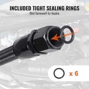 10an fuel line kit 10 ft fuel hose kit 055 nylon stainless steel braided fuel line oilgasdiesel hose end fitting kit with 7 pcs swivel fitting adapter kit black 5.jpg
