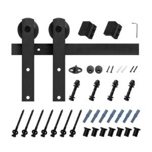 10FT Sliding Barn Door Hardware Kit, 330 LBS Weight Capacity, Compatible with 60 Inches Max Width & 1-3/8 to 1-3/4 Inches Thickness Single Sliding Barn Door, Durable Track & I-shape Roller,Black