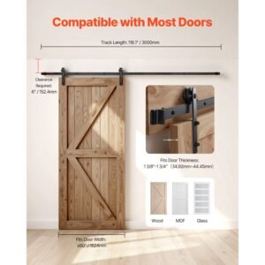 10ft sliding barn door hardware kit 330 lbs weight capacity compatible with 60 inches max width 1 38 to 1 34 inches thickness single sliding barn door durable track i shape rollerblack 5.jpg
