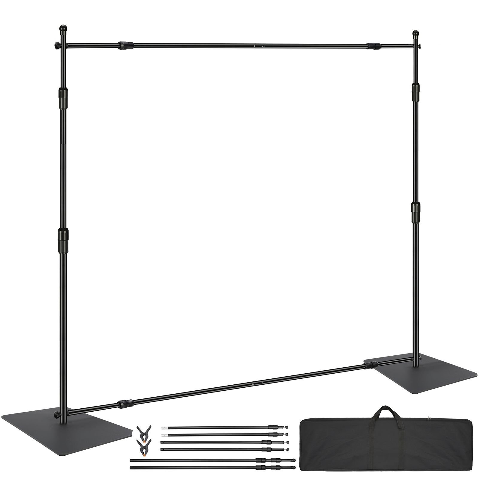 10ft x 10ft pipe and drape kit heavy duty backdrop stand with carbon steel base adjustable backdrop support with 6 clamps and a carry bag for wedding party event photography and exhibition.jpg
