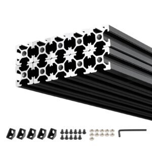 10PCS 2020 Aluminum Extrusion Profile, 23.62 Inch 600 mm, T Slot European Standard Anodized Linear Rail, High-Strength Extruded Aluminum Rail, for 3D Printer Parts and CNC DIY Workbench, Black