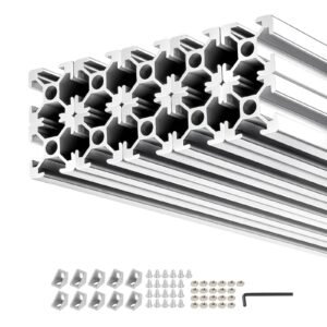 10PCS 2020 Aluminum Extrusion Profile, 48 Inch 1220 mm, T Slot European Standard Anodized Linear Rail, High-Strength Extruded Aluminum Rail, for 3D Printer Parts and CNC DIY Workbench, Silver