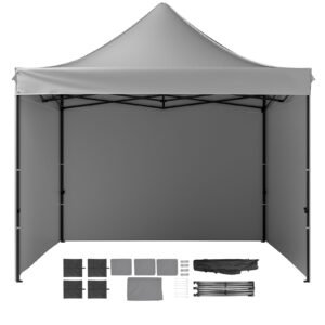 10x10 FT Pop up Canopy with Removable Sidewalls, Instant Canopies Portable Gazebo & Wheeled Bag, UV Resistant Waterproof, Enclosed Canopy Tent for Outdoor Events, Patio, Backyard, Party, Camping