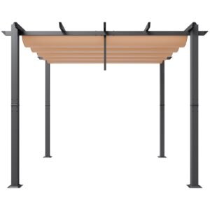10x10 outdoor retractable pergola with canopy aluminum pergola with retractable canopy modern pergola with sun shade canopy for patios gardens decks backyards beige 3.jpg