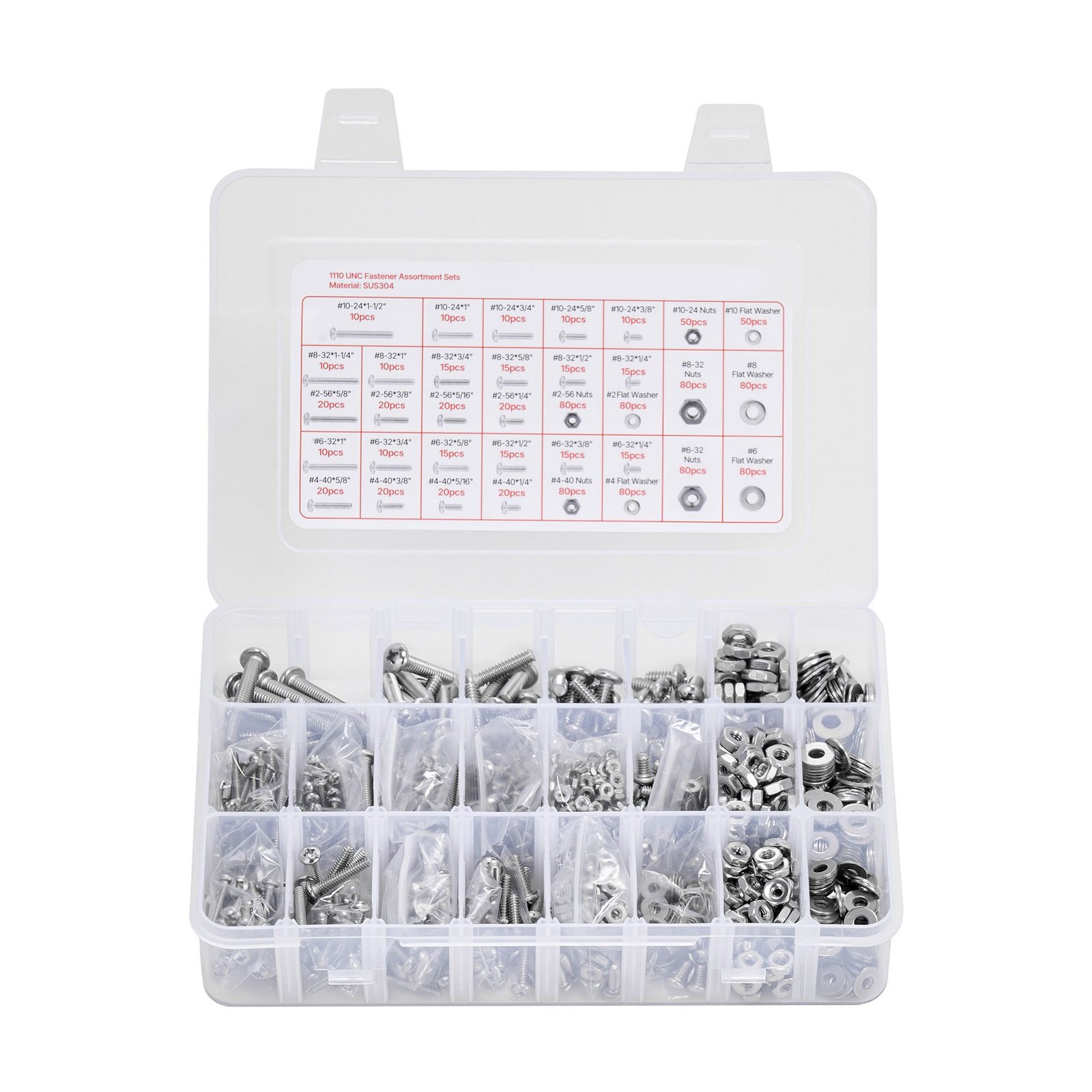 1110 pcs bolts and nuts assortment kit imperial machine screws and flat washers stainless steel 10 248 322 566 324 40 for furniture equipmentvehicle assembly silver.jpg