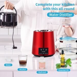 11gal water distiller 03galh 750w distilled water maker machine 0 99h timing dual temp display 304 stainless steel countertop distiller glass carafe cleaning powder 3 carbon packs red 1.jpg
