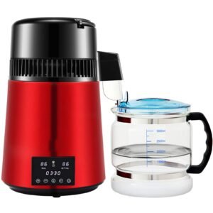 11gal water distiller 03galh 750w distilled water maker machine 0 99h timing dual temp display 304 stainless steel countertop distiller glass carafe cleaning powder 3 carbon packs red 5.jpg