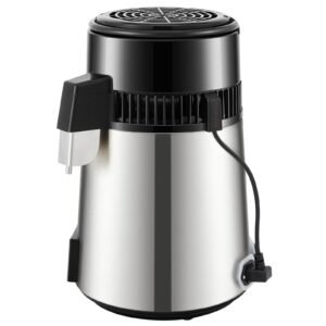 11gal water distiller 04galh distilled water maker machine 1750w 0 99h timing dual temp display 304 stainless steel countertop distiller glass carafe cleaning powder 3 carbon packs silver 4.jpg