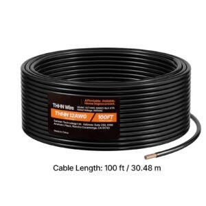 12 awg thhn wire 19 stranded 100 ofc copper electrical building wire with nylon jacket rated for up to 600 volts for indoor outdoor use commercial industrial residential black 100 ft 3.jpg