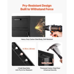 1.2 cubic feet drop safe, large capacity front drop slot safe box with digital keypad, heavy duty 2 tiers cash depository box with spare keys for cash, bank slip, jewelry, document, bill, black