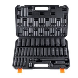 1/2" Drive Deep Impact Socket Set, 34pcs Socket Set Metric (8-36mm) 6 Point Cr-MO Alloy Steel for Auto Repair, Rugged Construction, Includes Heavy Duty Storage Case