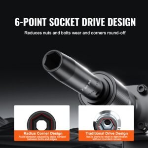 1/2" Drive Impact Socket Set, 13 Piece Deep Socket Set Metric 10-24mm, 6 Point CR-V Alloy Steel for Auto Repair, Easy-to-Read Size Markings, Rugged Construction, Includes Storage Case