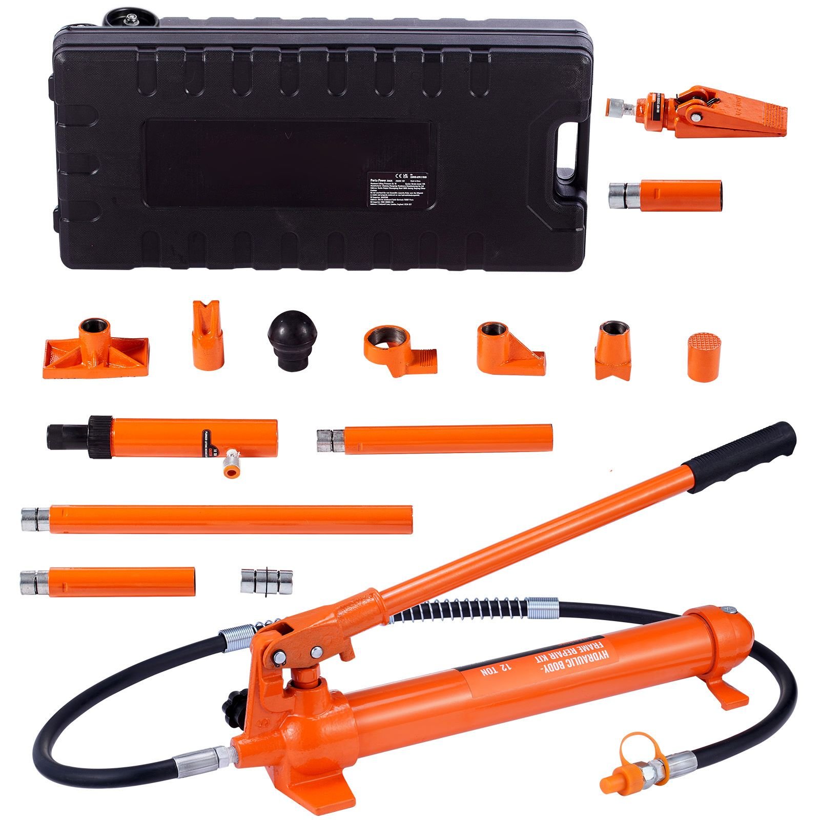 12 ton porta power kit hydraulic ram with pump with 46 ft14 m oil hose portable hydraulic jack with storage case for automotive garage farm mechanic 26455 lbs.jpg