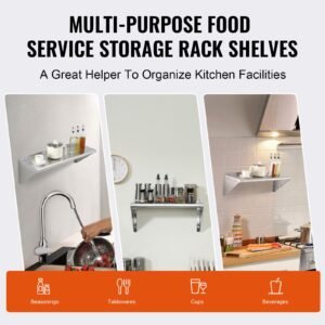 12 x 36 stainless steel shelf wall mounted floating shelving with brackets 250 lbs load capacity commercial shelves heavy duty storage rack for restaurant kitchen bar home and hotel 3.jpg