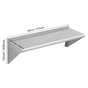 12 x 36 stainless steel shelf wall mounted floating shelving with brackets 250 lbs load capacity commercial shelves heavy duty storage rack for restaurant kitchen bar home and hotel 5.jpg
