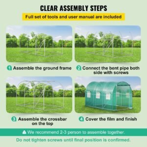 12 x 7 x 7 ft walk in tunnel greenhouse portable plant hot house with galvanized steel hoops 1 top beams 2 diagonal poles 1 zippered door 6 roll up windows green 2.jpg