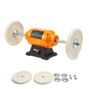 1/2HP Bench Buffer Polisher, 8-inch Bench Polishing Buffing Machine, 1725RPM/3450RPM Dual Speed Benchtop Polisher with 2PCS Cotton Wheels & Cast Iron Base for Metal, Jewelry, Wood Polishing