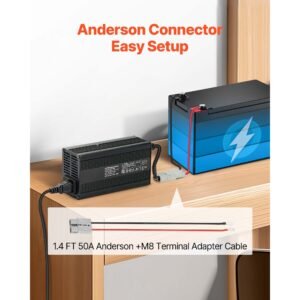 12v 20a lithium battery charger 146v ac dc lifepo4 smart charger with anderson connector led indicator 0v activation for lithium lifepo4 deep cycle rechargeable batteries of boat rv 3.jpg