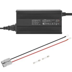 12V 20A Lithium Battery Charger, 14.6V, AC-DC LiFePO4 Smart Charger, with Anderson Connector, LED Indicator, 0V Activation, for Lithium LiFePO4 Deep Cycle Rechargeable Batteries of Boat, RV