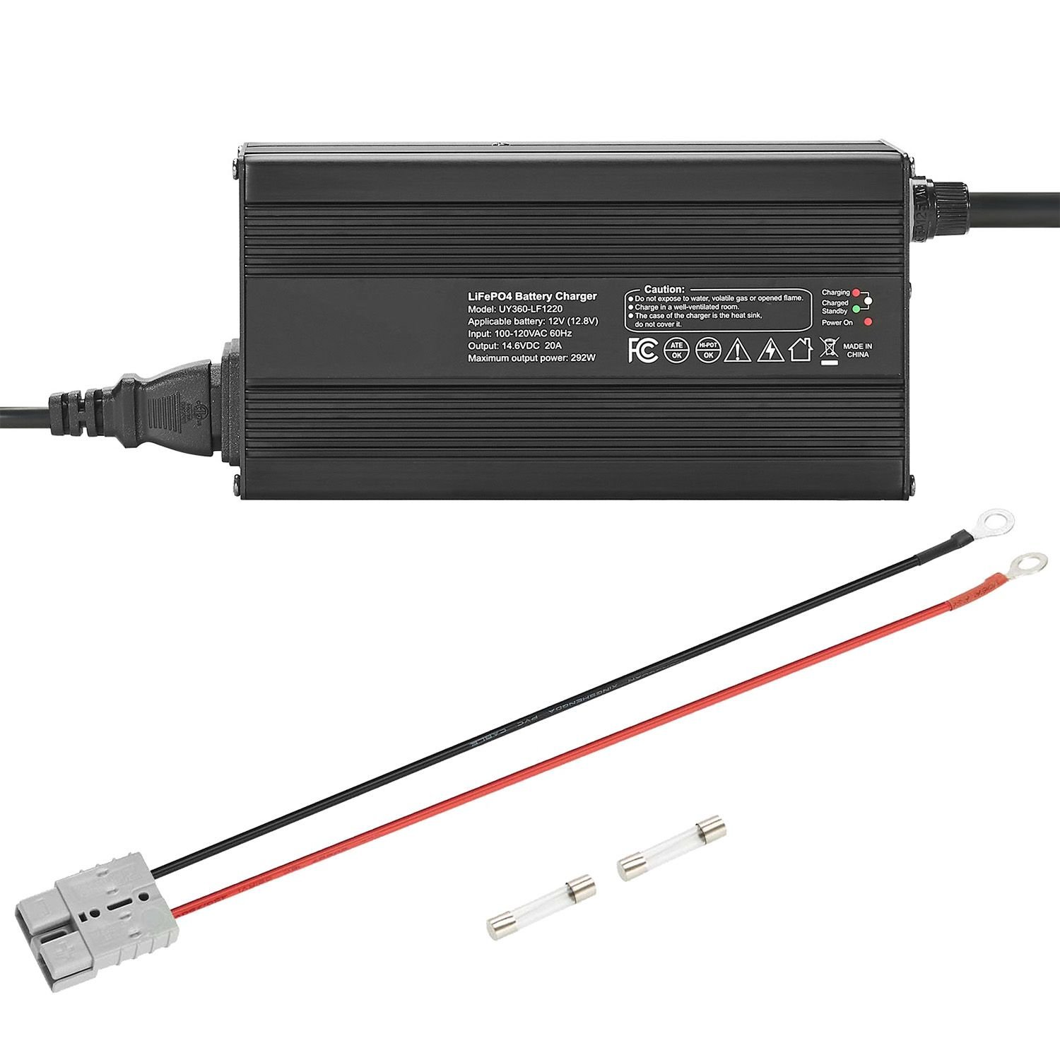 12v 20a lithium battery charger 146v ac dc lifepo4 smart charger with anderson connector led indicator 0v activation for lithium lifepo4 deep cycle rechargeable batteries of boat rv.jpg
