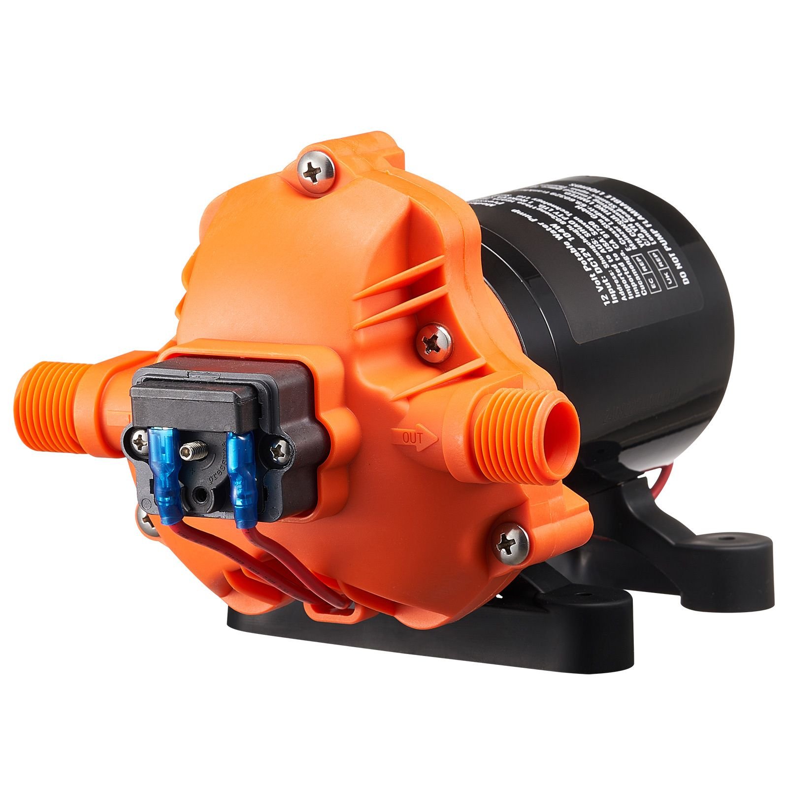 12v diaphragm pump, 3.5 gpm (13.25 l/min), 3 chamber 12 volt dc water pump with automatic pressure switch 40 100 psi adjustable, 50 psi, 1/2'' mnpt port, for rv yacht food truck camper marine