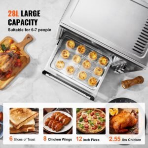 13 in 1 air fryer toaster oven 28l296qt convection oven 1800w 2 tier toaster ovens countertop combo with wire racks pizza pan gloves home and commercial use 4.jpg
