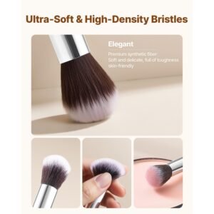 15 piece makeup brush set for foundation blending eyeshadow professional vegan brushes with soft synthetic bristles ergonomic wood handle aluminum ferrule portable and travel friendly 2.jpg