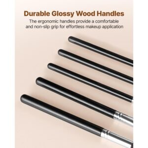 15 piece makeup brush set for foundation blending eyeshadow professional vegan brushes with soft synthetic bristles ergonomic wood handle aluminum ferrule portable and travel friendly 4.jpg