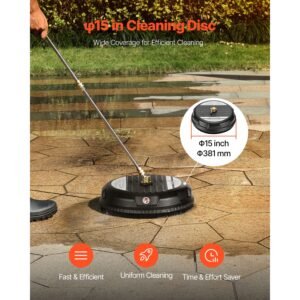 15 pressure washer surface cleaner plastic pressure washer attachments with 4 wheels 4000 max psi 14 quick connector 2 spray nozzles 2 extended wands for driveway sidewalk patio deck 1.jpg