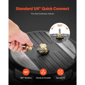 15 pressure washer surface cleaner plastic pressure washer attachments with 4 wheels 4000 max psi 14 quick connector 2 spray nozzles 2 extended wands for driveway sidewalk patio deck 3.jpg