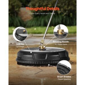 15 pressure washer surface cleaner plastic pressure washer attachments with 4 wheels 4000 max psi 14 quick connector 2 spray nozzles 2 extended wands for driveway sidewalk patio deck 4.jpg