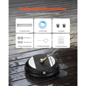 15 pressure washer surface cleaner plastic pressure washer attachments with 4 wheels 4000 max psi 14 quick connector 2 spray nozzles 2 extended wands for driveway sidewalk patio deck 5.jpg