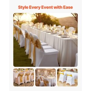 150 pcs white chair covers polyester spandex chair cover stretch slipcovers for wedding party dining banquet flat front chair covers fits chair measures up to 1772 x 1811 x 3031 inch 1.jpg
