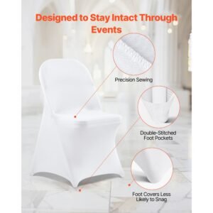 150 pcs white chair covers polyester spandex chair cover stretch slipcovers for wedding party dining banquet flat front chair covers fits chair measures up to 1772 x 1811 x 3031 inch 5.jpg