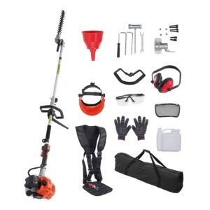 15.7-inch 26CC 2 Cycle Gas Hedge Trimmer, Gas Powered Pole Hedge Trimmer with Dual Sided Dual Action Blade, 270° Adjustable Trimmer Head, Suitable for Trimming Shrubs, Bushes