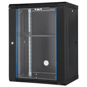 15U Wall Mount Network Cabinet, 500 lbs Max. Ground Load Capacity, Server Rack Cabinet Enclosure with Locking Tempered Glass Door, Side Panels, Q235 Carbon Steel, for IT Equipment, A/V Devices