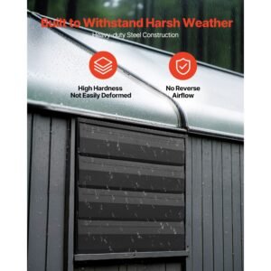 16 inch shutter exhaust fan, wall mounted attic vent fan with smart programming variable speed temperature control, 2900 cfm,ec motor,timer, for shed,garage,greenhouse ventilation cooling,black