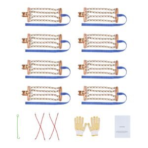 16 PCS Thickened Snow Chains, Tire Traction Wheel Chains for Tire Width 8-8.8 in /205-225 mm, Manganese Alloy Steel Emergency Tire Chains for Cars, Pickups, SUVs, and Trucks