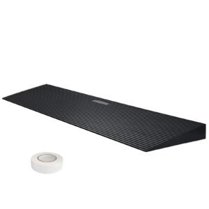 1.6" Rise Cuttable Threshold Ramp for Sweeping Robot, 35.4" Wide Natural Rubber Wheelchair Ramp, Non-Slip Solid Rubber Ramp with Double-Sided Tape for Doorways, Driveways, Bathroom, Smooth Tile